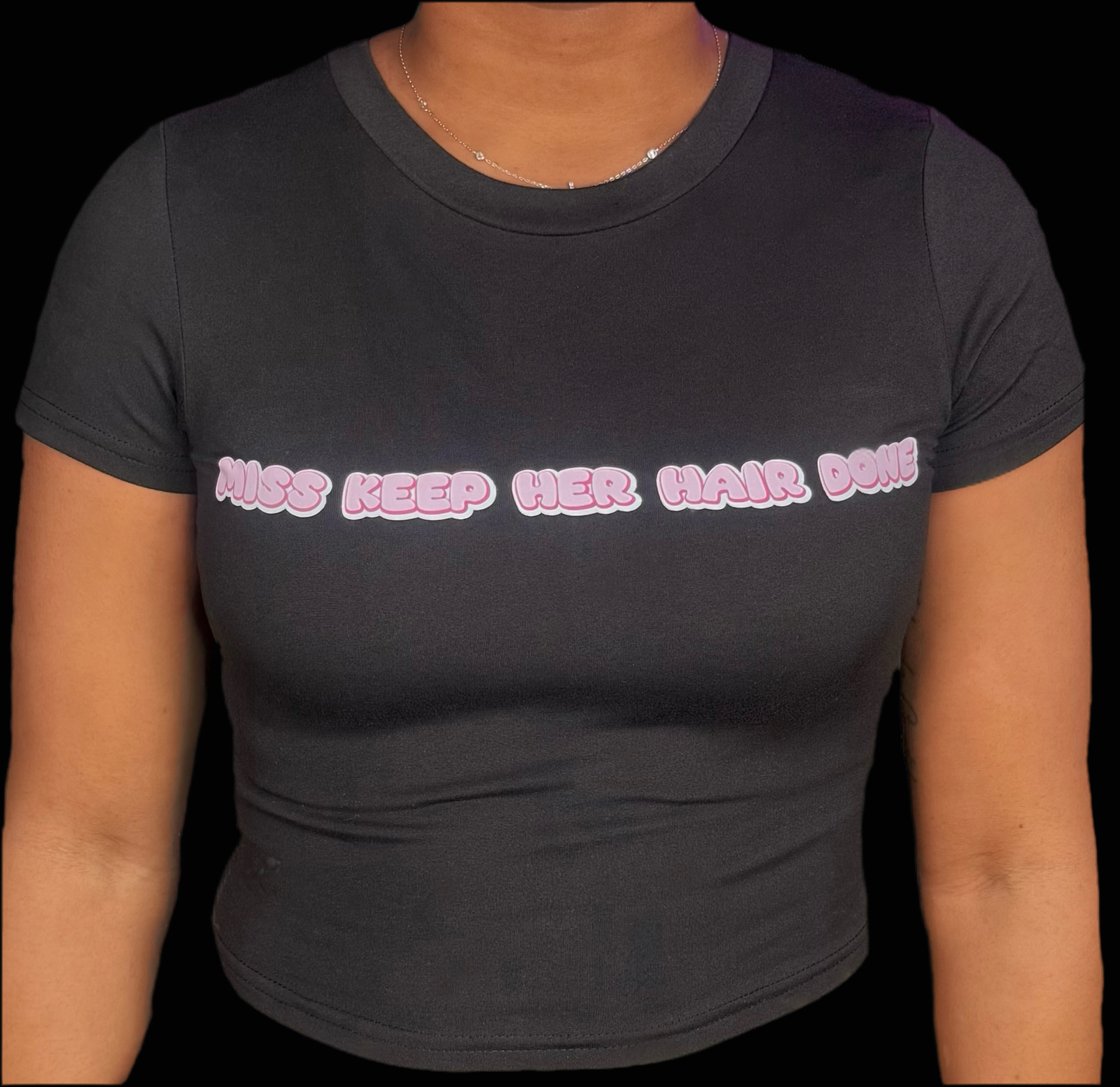 Miss Keep Her Hair Done Cropped Tee
